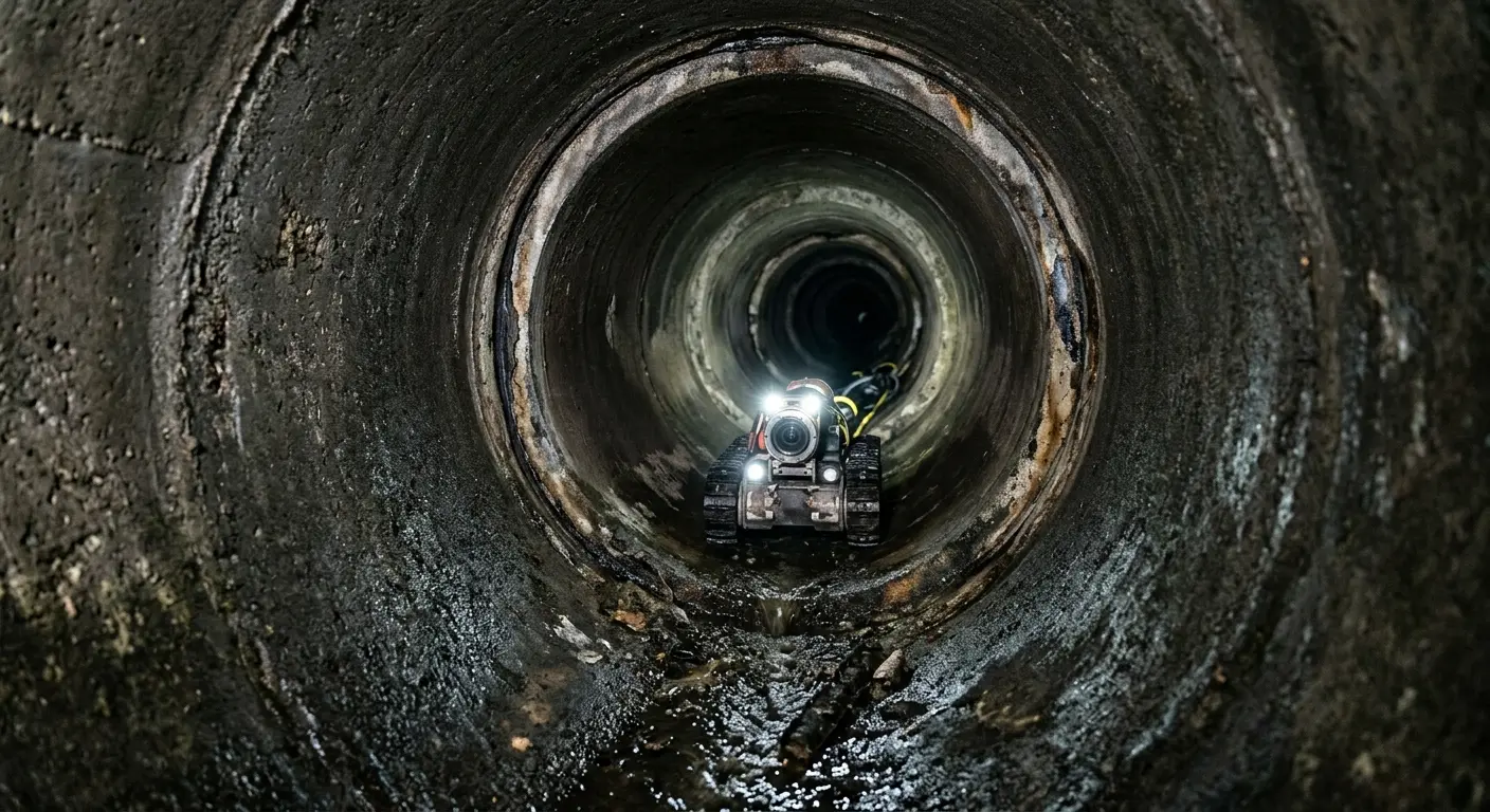Robotic sewer camera inspecting pipe interior for Sewer Line Cleaning in Hawthorn Woods